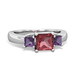 Pink Tourmaline Three Stone Trellis 14K White Gold ring R4015