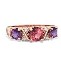 Pink Tourmaline Hugs And Kisses 14K Rose Gold ring R5016