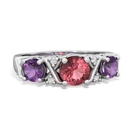 Pink Tourmaline Hugs And Kisses 14K White Gold ring R5016