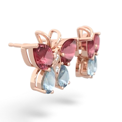 Pink Tourmaline Butterfly 14K Rose Gold earrings E2215