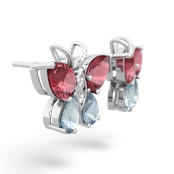 Pink Tourmaline Butterfly 14K White Gold earrings E2215