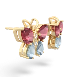 Pink Tourmaline Butterfly 14K Yellow Gold earrings E2215