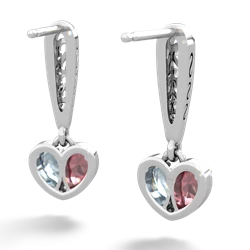 Pink Tourmaline Filligree Heart 14K White Gold earrings E5070