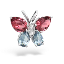 Pink Tourmaline Butterfly 14K White Gold pendant P2215