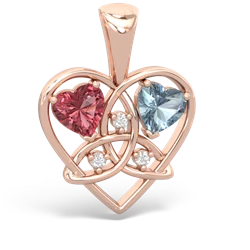 Pink Tourmaline Celtic Trinity Heart 14K Rose Gold pendant P5331