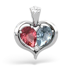 Pink Tourmaline Two Become One 14K White Gold pendant P5330
