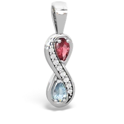 Pink Tourmaline Diamond Infinity 14K White Gold pendant P5390