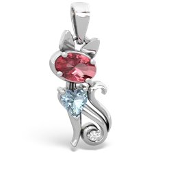 Pink Tourmaline Kitten 14K White Gold pendant P5780