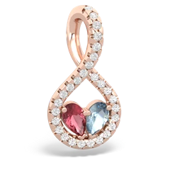 Pink Tourmaline Pave Twist 'One Heart' 14K Rose Gold pendant P5360