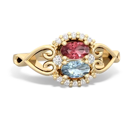 Pink Tourmaline Love Nest 14K Yellow Gold ring R5860