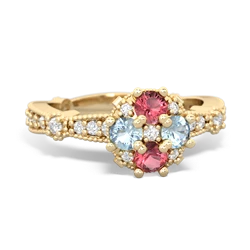 Pink Tourmaline Sparkling Tiara Cluster 14K Yellow Gold ring R26293RD