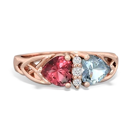 Pink Tourmaline Celtic Knot Double Heart 14K Rose Gold ring R5040