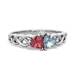 Pink Tourmaline Heart To Heart Braid 14K White Gold ring R5870