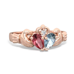 Pink Tourmaline 'Our Heart' Claddagh 14K Rose Gold ring R2388