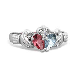 Pink Tourmaline 'Our Heart' Claddagh 14K White Gold ring R2388