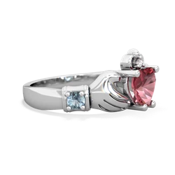 Pink Tourmaline Claddagh Keepsake 14K White Gold ring R5245