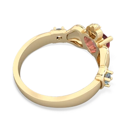 Pink Tourmaline Claddagh Keepsake 14K Yellow Gold ring R5245