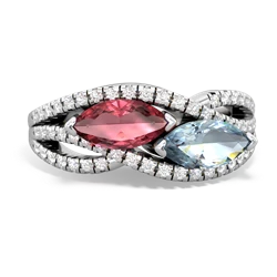 Pink Tourmaline Diamond Rivers 14K White Gold ring R3070