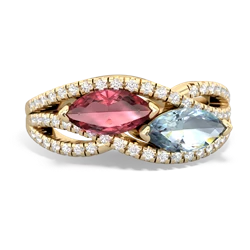 Pink Tourmaline Diamond Rivers 14K Yellow Gold ring R3070