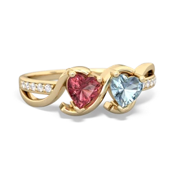 Pink Tourmaline Side By Side 14K Yellow Gold ring R3090