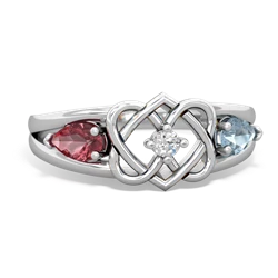 Pink Tourmaline Hearts Intertwined 14K White Gold ring R5880