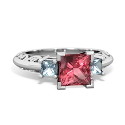 Pink Tourmaline Eternal Embrace Engagement 14K White Gold ring C2001