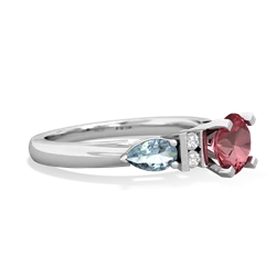 Pink Tourmaline 6Mm Round Eternal Embrace Engagement 14K White Gold ring R2005