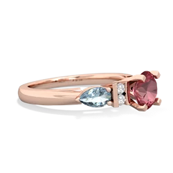 Pink Tourmaline 6Mm Round Eternal Embrace Engagement 14K Rose Gold ring R2005