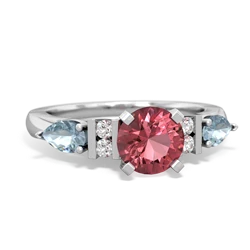 Pink Tourmaline 6Mm Round Eternal Embrace Engagement 14K White Gold ring R2005