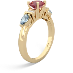 Pink Tourmaline 6Mm Round Eternal Embrace Engagement 14K Yellow Gold ring R2005