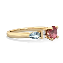 Pink Tourmaline 6Mm Round Eternal Embrace Engagement 14K Yellow Gold ring R2005