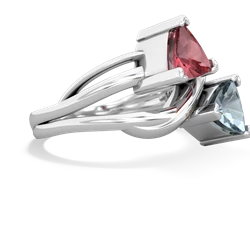 Pink Tourmaline Split Band Swirl 14K White Gold ring R2341