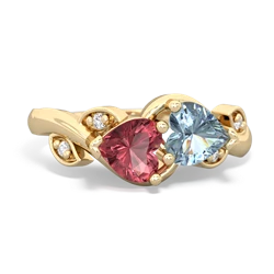 Pink Tourmaline Floral Elegance 14K Yellow Gold ring R5790