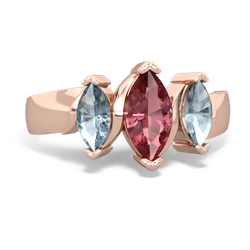 Pink Tourmaline Three Peeks 14K Rose Gold ring R2433