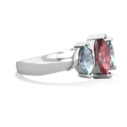 Pink Tourmaline Three Peeks 14K White Gold ring R2433