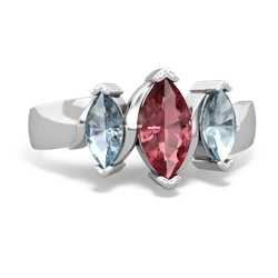 Pink Tourmaline Three Peeks 14K White Gold ring R2433