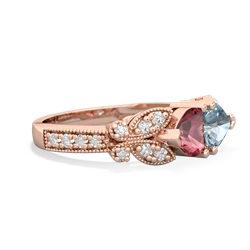 Pink Tourmaline Diamond Butterflies 14K Rose Gold ring R5601