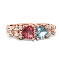 Pink Tourmaline Diamond Butterflies 14K Rose Gold ring R5601