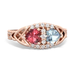 Pink Tourmaline Sparkling Celtic Knot 14K Rose Gold ring R2645