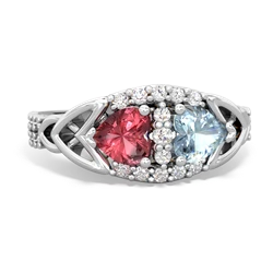 Pink Tourmaline Sparkling Celtic Knot 14K White Gold ring R2645