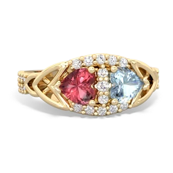 Pink Tourmaline Sparkling Celtic Knot 14K Yellow Gold ring R2645