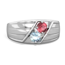 Pink Tourmaline Men's Streamline 14K White Gold ring R0460