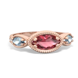 Pink Tourmaline Milgrain Marquise 14K Rose Gold ring R5700