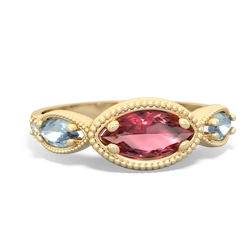 Pink Tourmaline Milgrain Marquise 14K Yellow Gold ring R5700