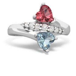 Pink Tourmaline Heart To Heart 14K White Gold ring R2064
