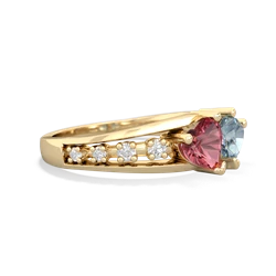 Pink Tourmaline Heart To Heart 14K Yellow Gold ring R3342