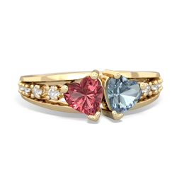 Pink Tourmaline Heart To Heart 14K Yellow Gold ring R3342