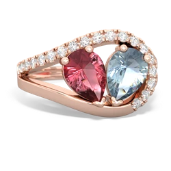 Pink Tourmaline Nestled Heart Keepsake 14K Rose Gold ring R5650