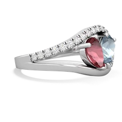 Pink Tourmaline Nestled Heart Keepsake 14K White Gold ring R5650