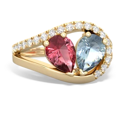 Pink Tourmaline Nestled Heart Keepsake 14K Yellow Gold ring R5650